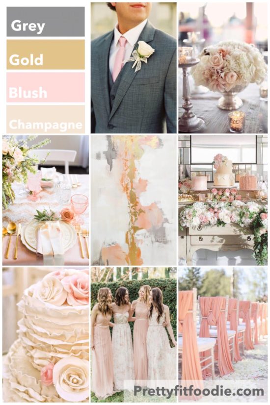 Blush Grey Gold Champagne Wedding Colors