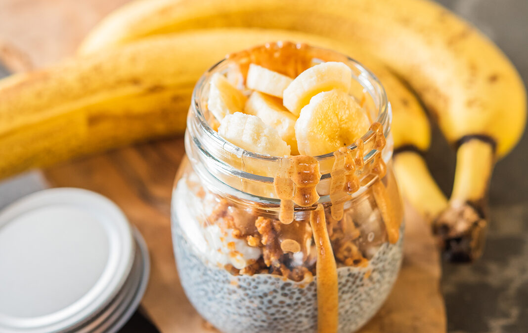 Healthy Protein Packed Banana Chia Seed Pudding Peanut Butter Parfait