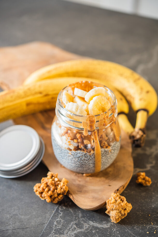 Healthy Protein Packed Banana Chia Seed Pudding Peanut Butter Parfait