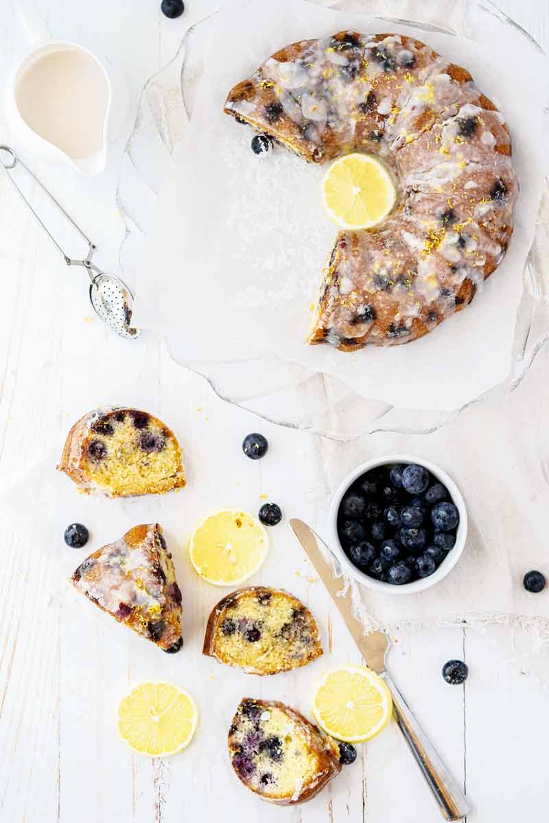 Delicious Gluten Free Lemon Cake with Blueberries (No Sugar Added!)