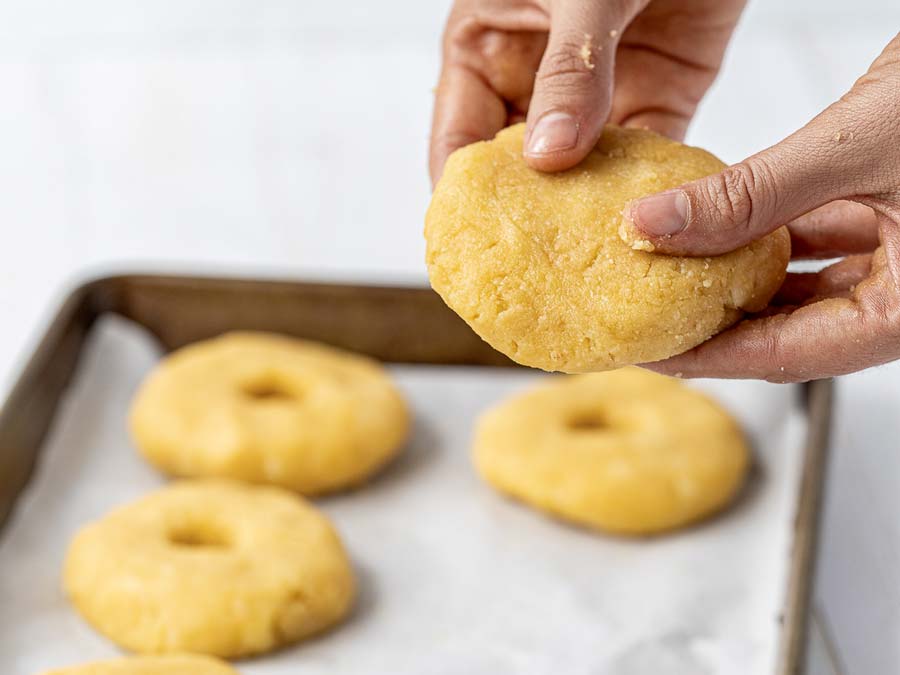 flattened bagel dough