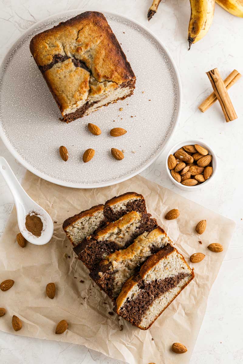 Delicious Keto Banana Bread with Chocolate Marble