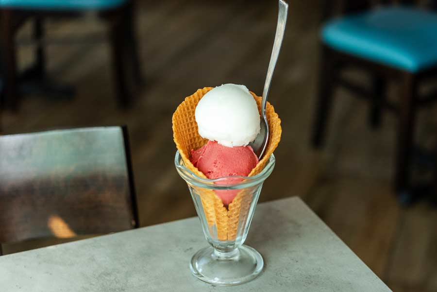 sorbet in a waffle cone