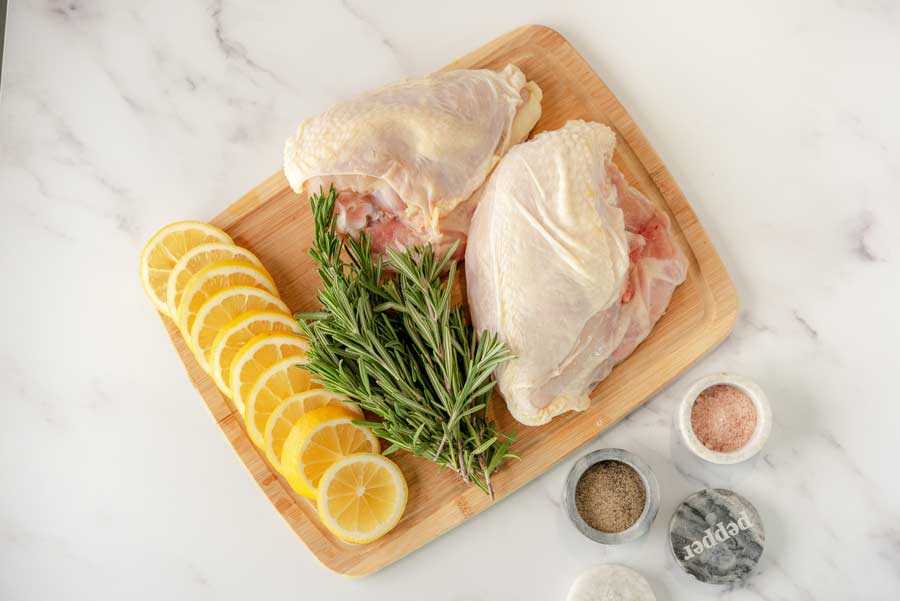 ingredients for making roasted rosemary lemon chicken