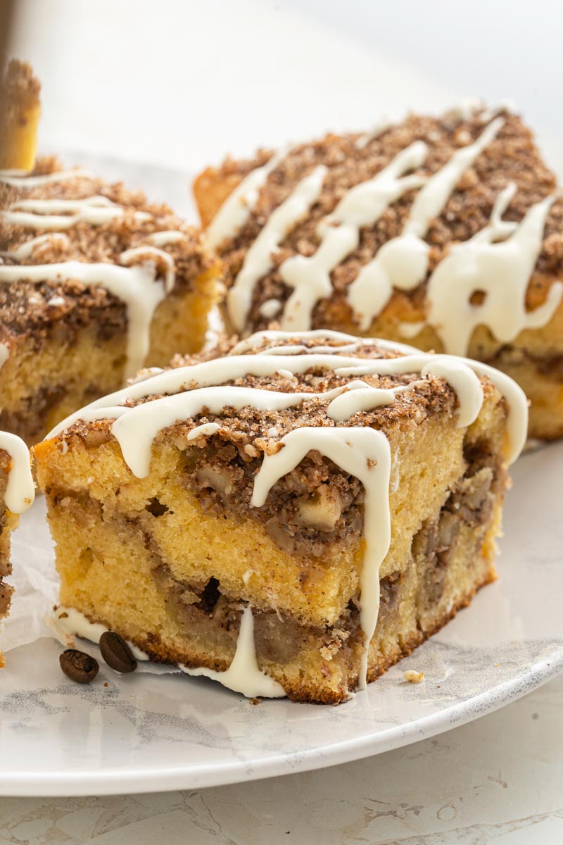 Moist & Buttery Keto Coffee Cake With Cream Cheese Drizzle