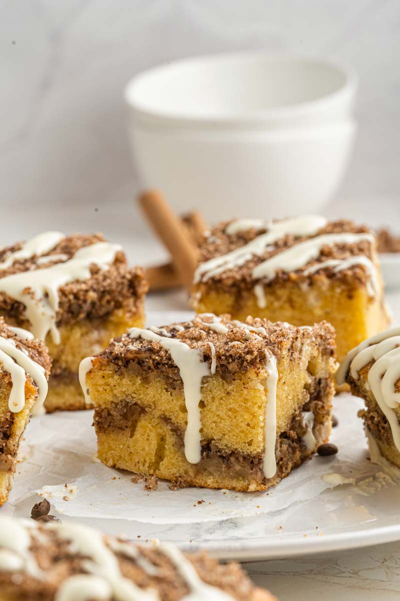 Moist & Buttery Keto Coffee Cake with Cream Cheese Drizzle