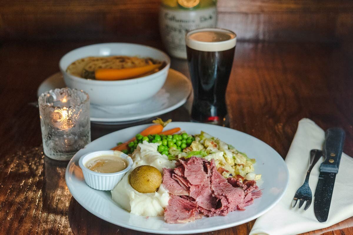Muldoon's Irish Pub in Newport Beach famous corned beef and cabbage