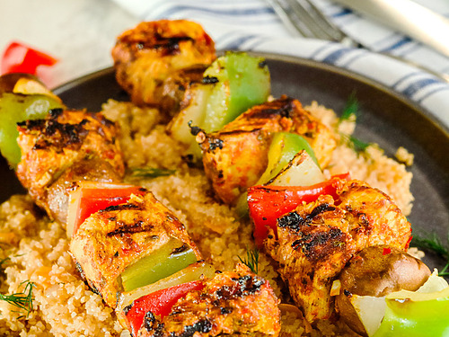 Mediterranean Chicken Kabob Skewers Using Grill Pan