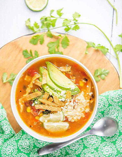Easy & Low Calorie Chicken Tortilla Soup with Rotisserie Chicken 1