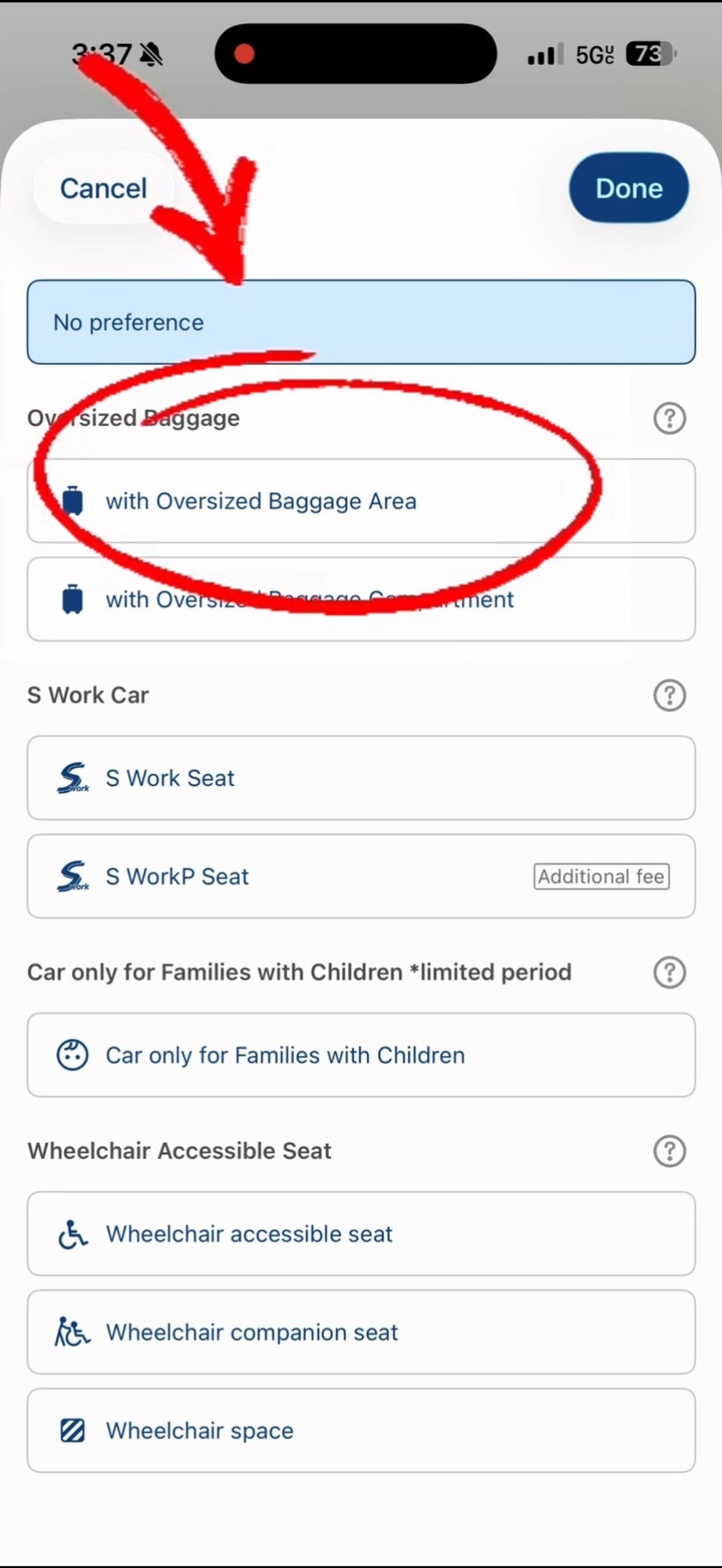 Tokyo to Kyoto Shinkansen Guide: How to Book + Best Seats 4 Smart EX app seat selection showing regular and oversized luggage options